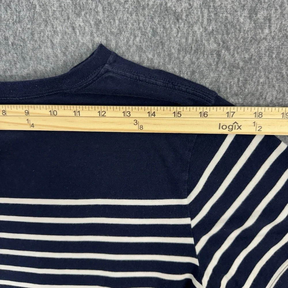 Polo Ralph Lauren Boys Sz L 14-16 Blue White Striped V Neck Short Sleeve T Shirt